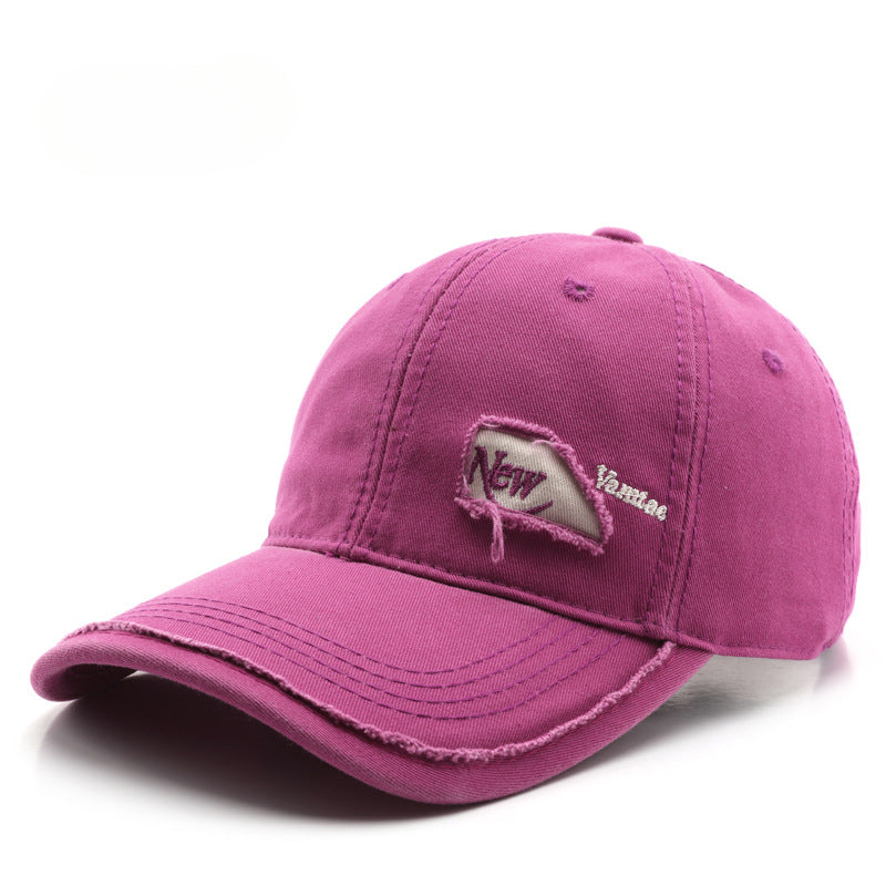 Wholesale Cotton Ripped Solid Color Letter Embroidered Baseball Cap