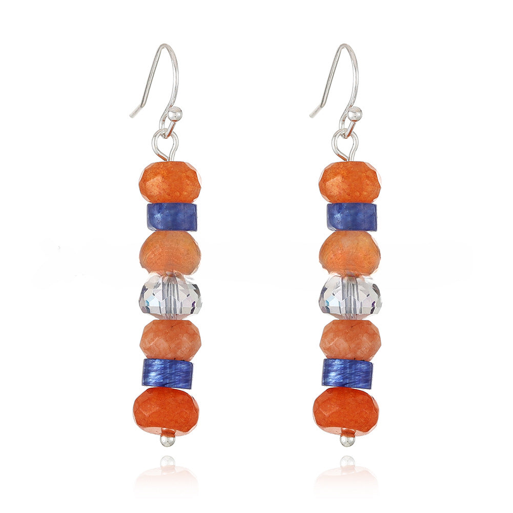 Wholesale Color Jade Crystal Beaded High-end Handmade Earrings