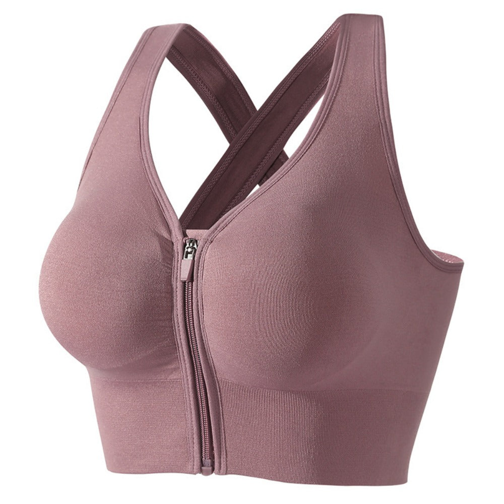 Wholesale Zippered Steel Ring-free Fitness Running Shockproof Quick-drying Sports Bra