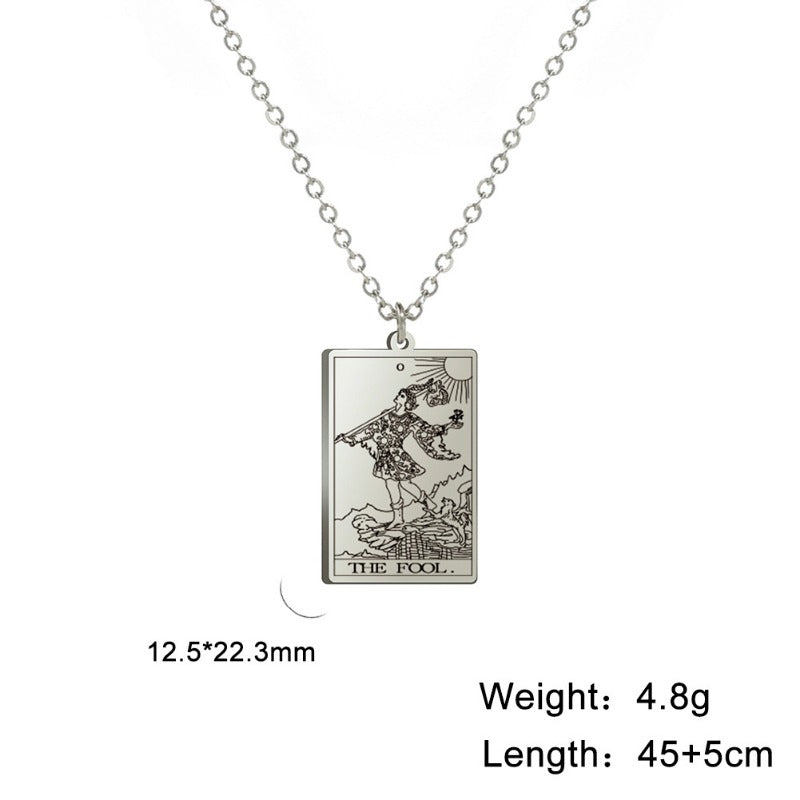 Wholesale Fashion Simple Titanium Cutting Square Plaque Hip Hop Jewelry Tarot Stainless Steel Necklaces