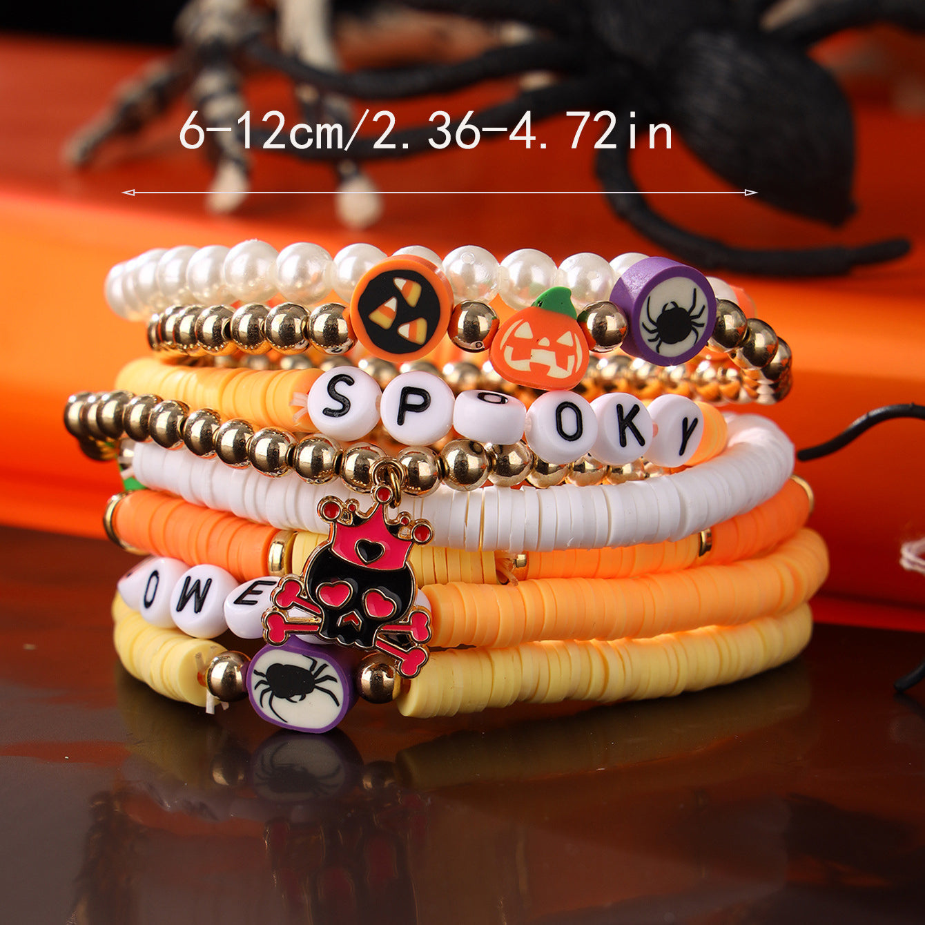 Wholesale 50PCS New Halloween Set Polymer Clay Beaded Bracelet