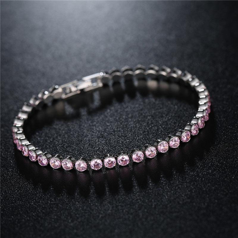 Wholesale Crystal Plating Real Gold AAA Zircon Diamond 4mm Bracelet