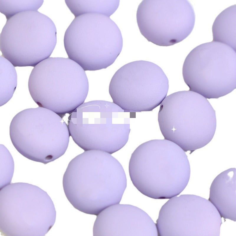 Wholesale 10pcs Macaron Color Rubber Beads Straight Hole Flat Round Beads Diy Jewelry Accessories