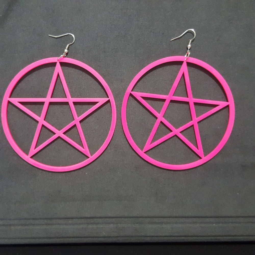 Wholesale Nightclub Oversized Acrylic Hollow Five-pointed Star Earrings
