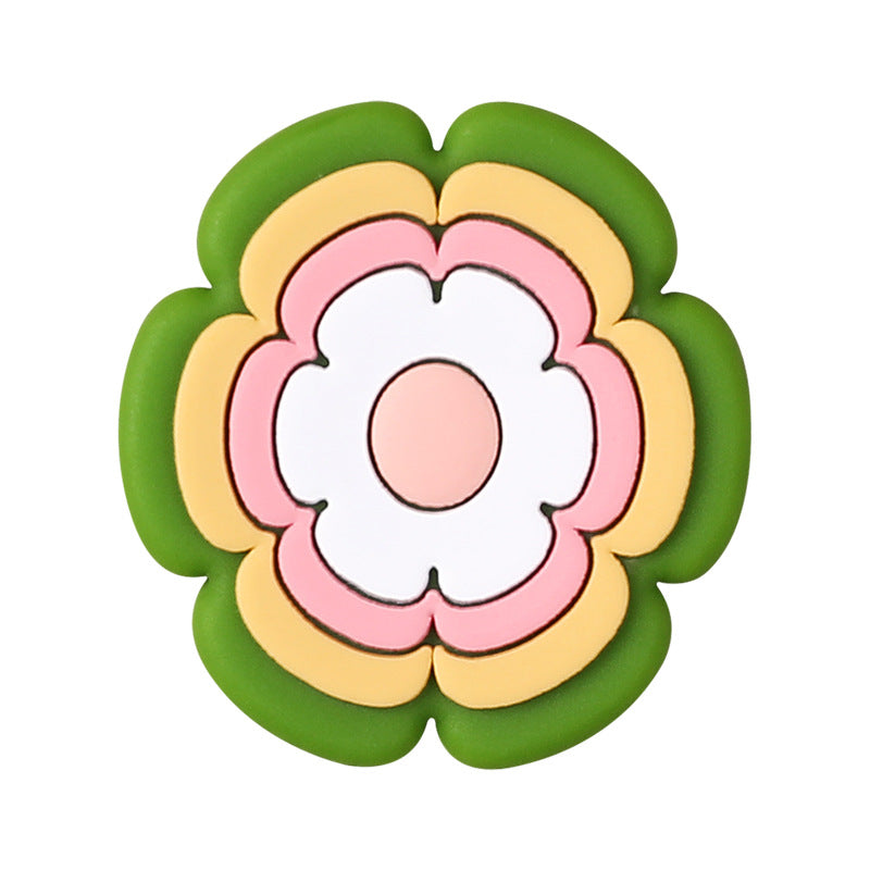 Wholesale 20pcs 3D Silicone Beads Colorful Flower Pattern Beads