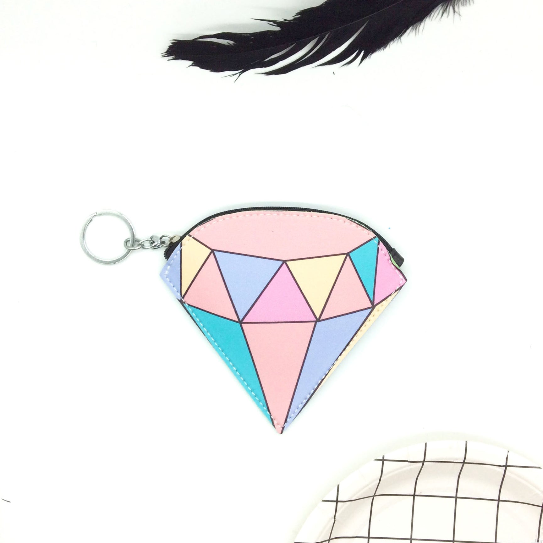 Wholesale PU Cute Chips Swan Diamond Mini Coin Purse Keychain