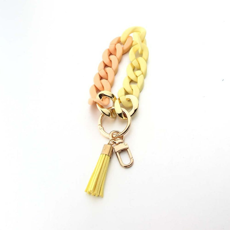 Wholesale Acrylic Colorful Creative Tassel PU Leather Keychain
