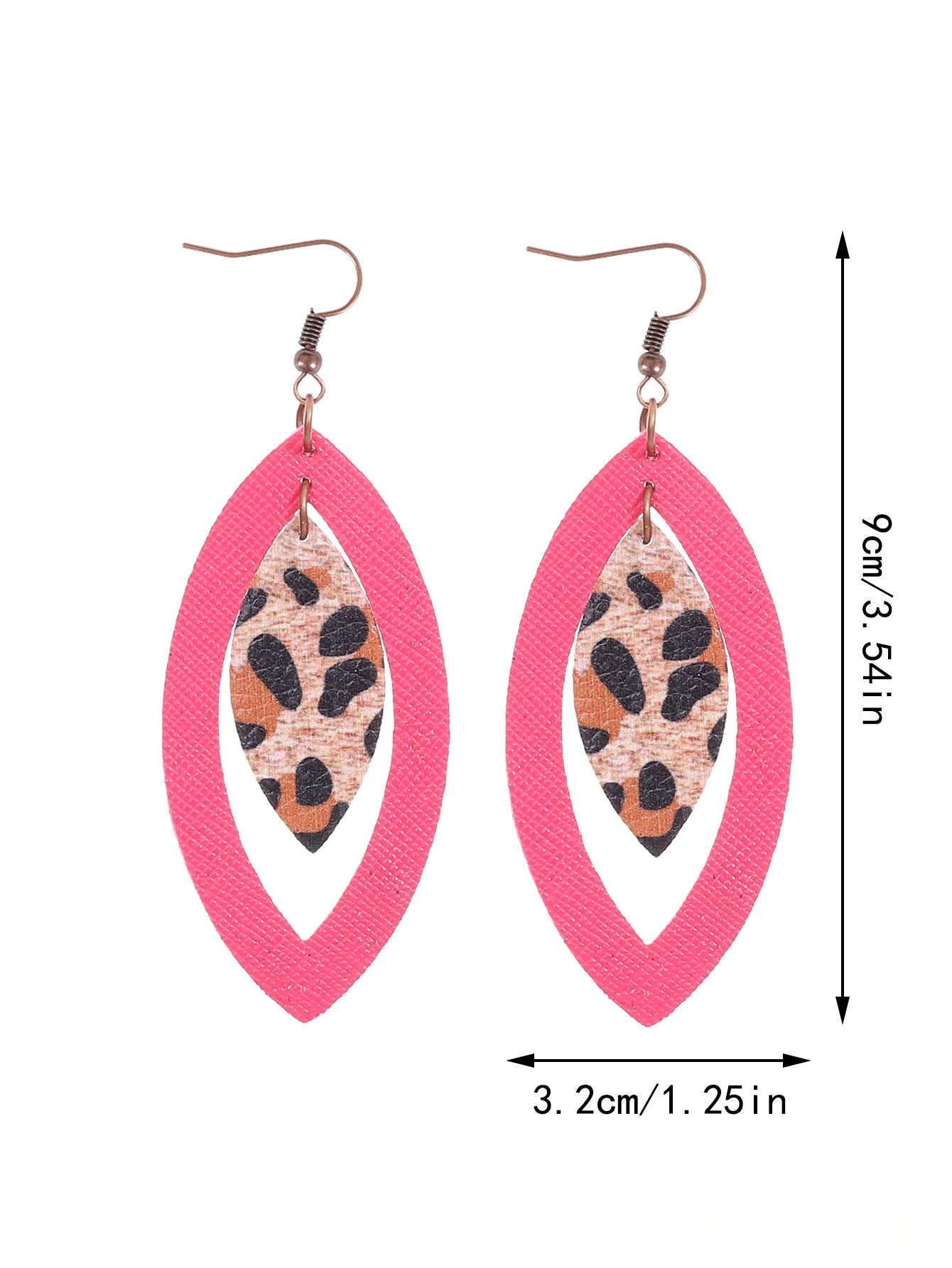 Wholesale Hollow Leopard Drop Leather Earrings