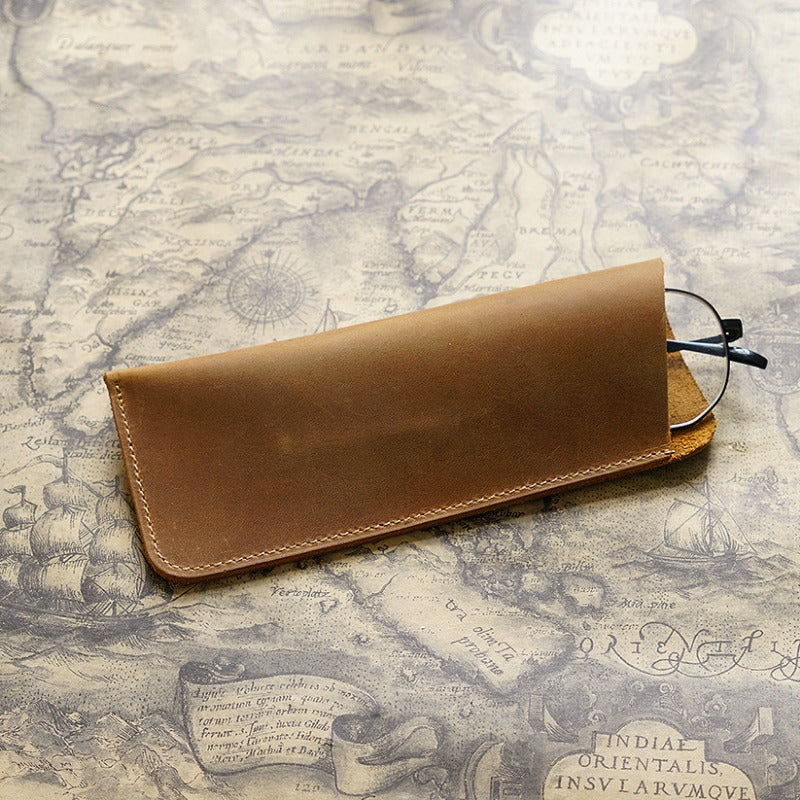 Wholesale Simple Retro Cowhide Large Capacity Pencil Case