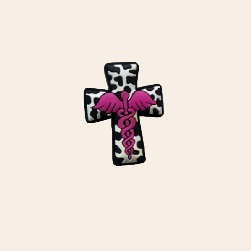 Wholesale 10 Pcs Cartoon Leopard Cross Wings Silicone Beads
