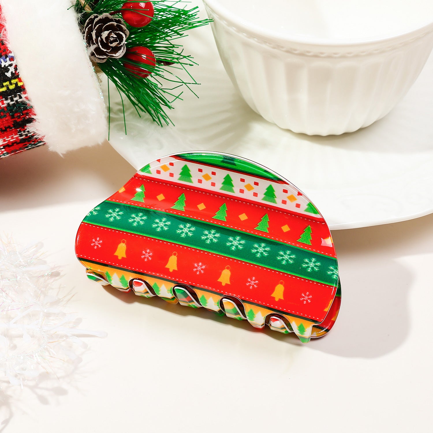 Wholesale Christmas Half Round PVC Hair Clips