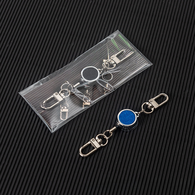 Wholesale Badge Reels Metal Cloth Pattern Retractable Keychain