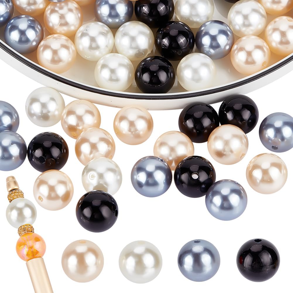 Wholesale PH PandaHall 50pcs 20mm Pearl Beads Bubblegum Beads Chunk Pen Beads Red Acrylic Focal Beads Large Loose Beads for Pen Wedding Christmas Garland Jewelry Bracelet Necklace Pen Bag Chain Making