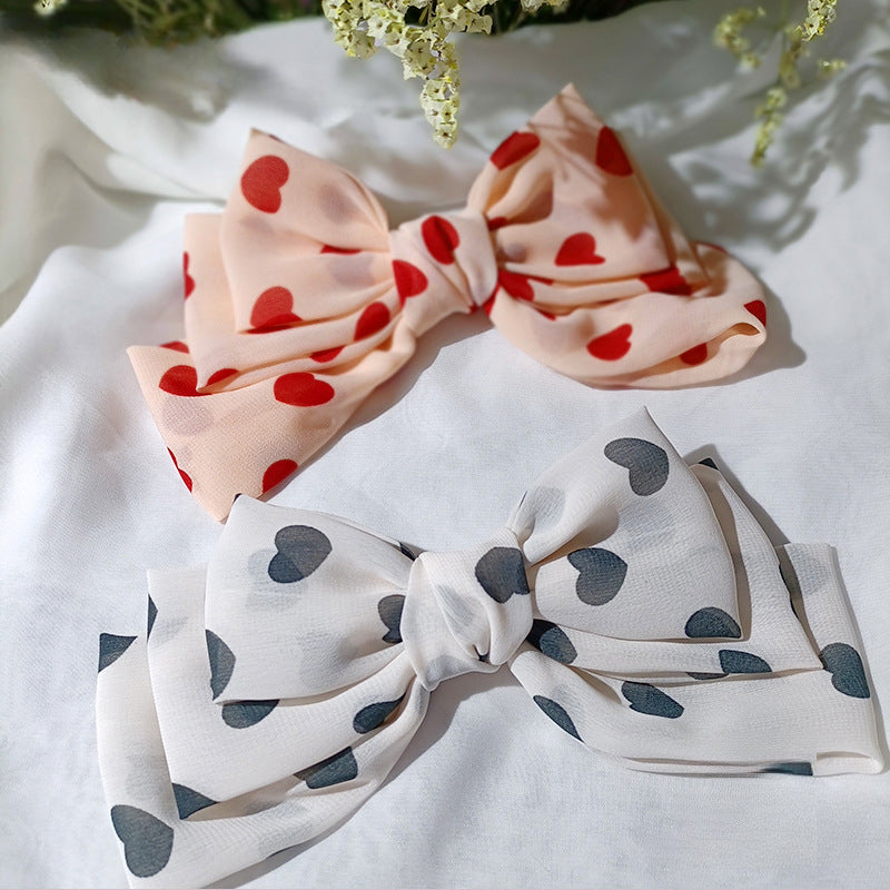 Wholesale Bow Ponytail Love Polka Dot Spring Clip