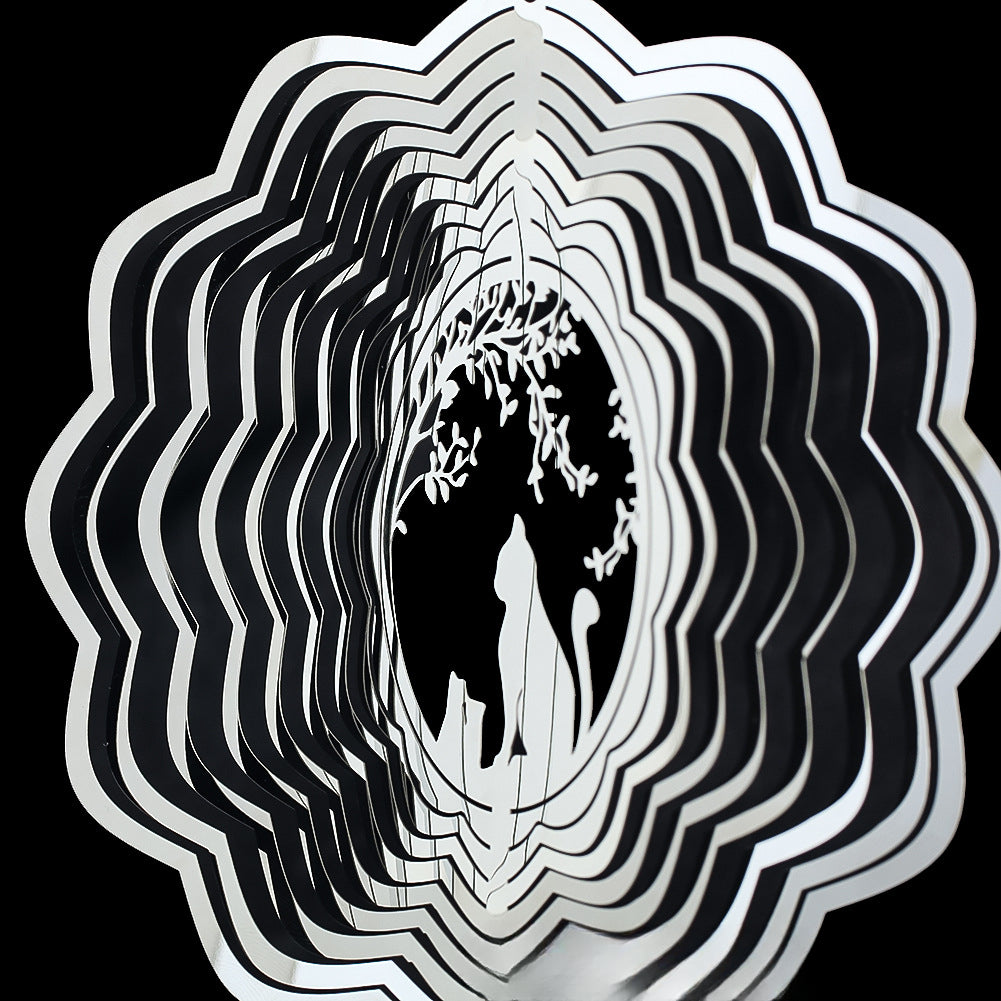 Wholesale15CM 3D Cat Stainless Steel Rotating Wind Chime