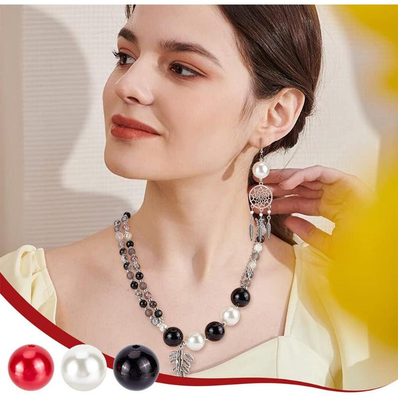 Wholesale PH PandaHall 50pcs 20mm Pearl Beads Bubblegum Beads Chunk Pen Beads Red Acrylic Focal Beads Large Loose Beads for Pen Wedding Christmas Garland Jewelry Bracelet Necklace Pen Bag Chain Making