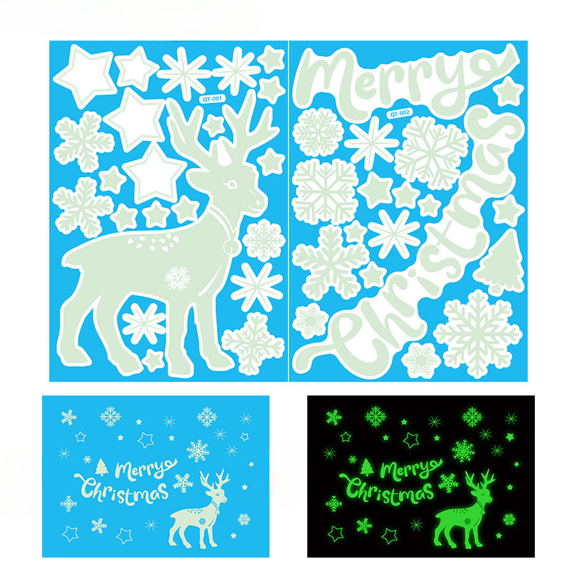 Wholesale Night Glow Christmas Decoration Snowflake Window Stickers