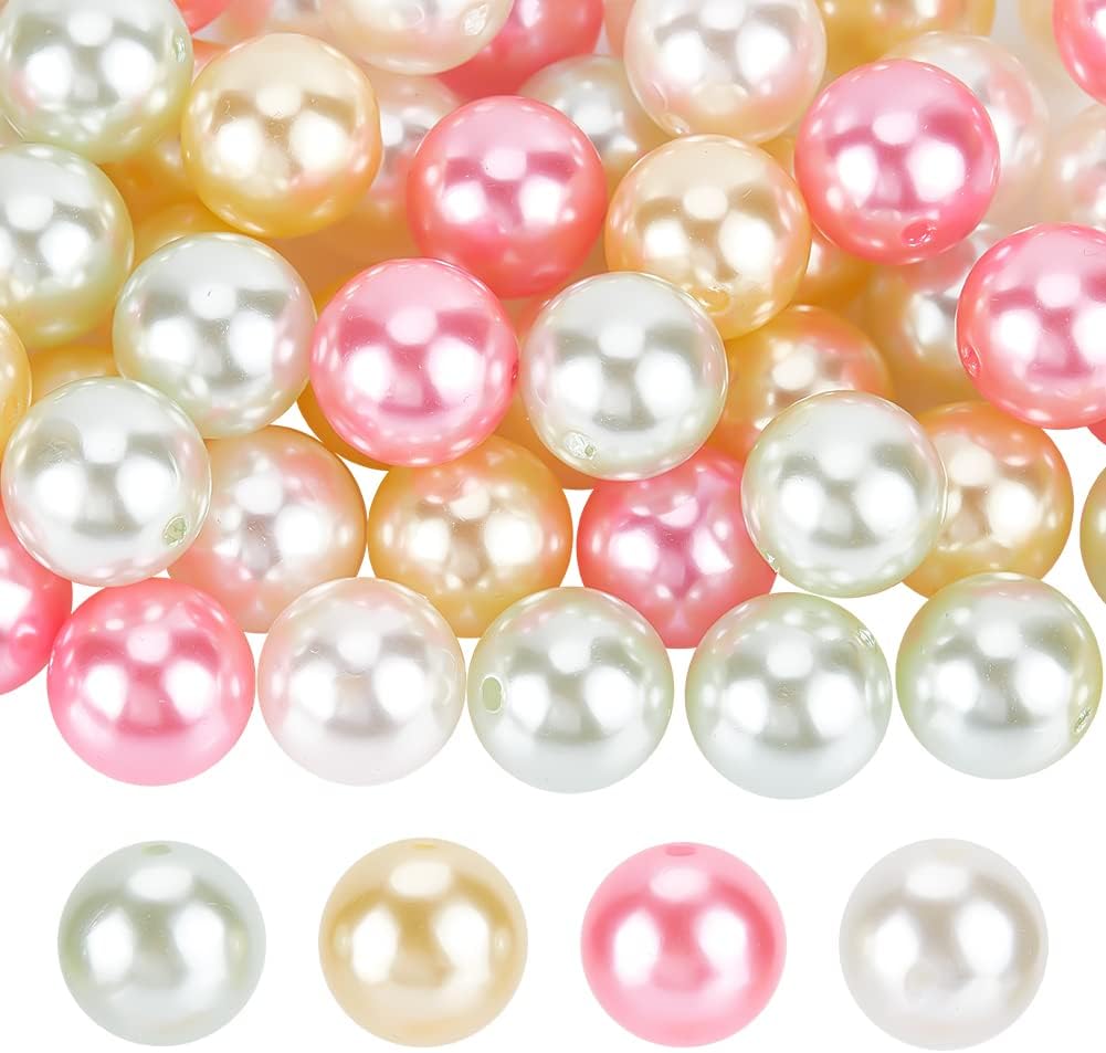 Wholesale PH PandaHall 50pcs 20mm Pearl Beads Bubblegum Beads Chunk Pen Beads Red Acrylic Focal Beads Large Loose Beads for Pen Wedding Christmas Garland Jewelry Bracelet Necklace Pen Bag Chain Making