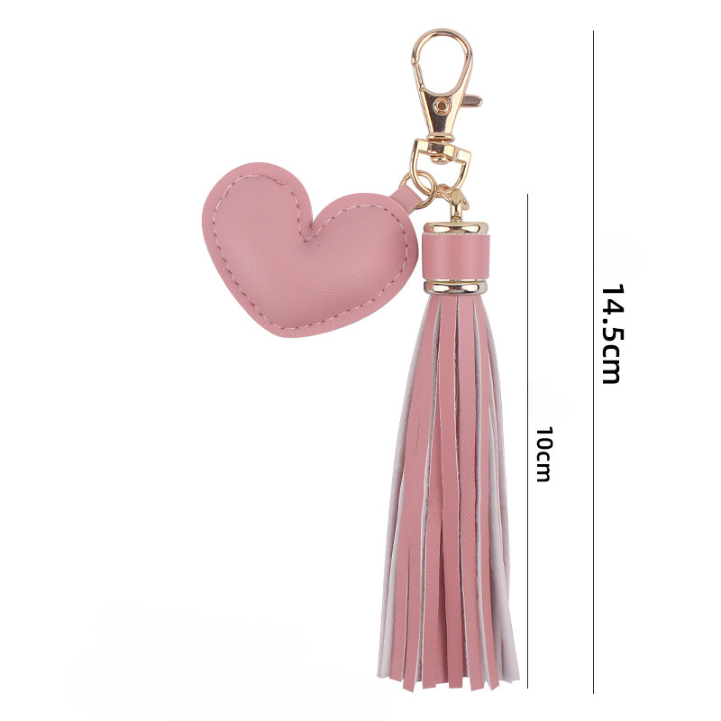 Llavero de borla de cuero de corazón al por mayor