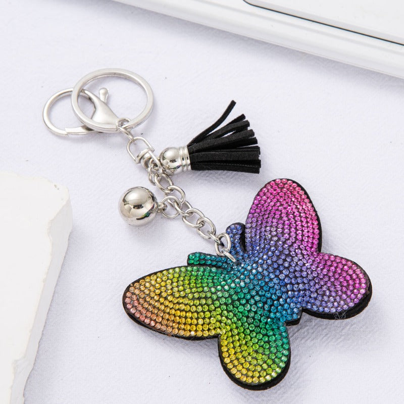 Wholesale Diamond-studded Colorful Butterfly Pendant Hot Diamond Handmade Pendant Keychains