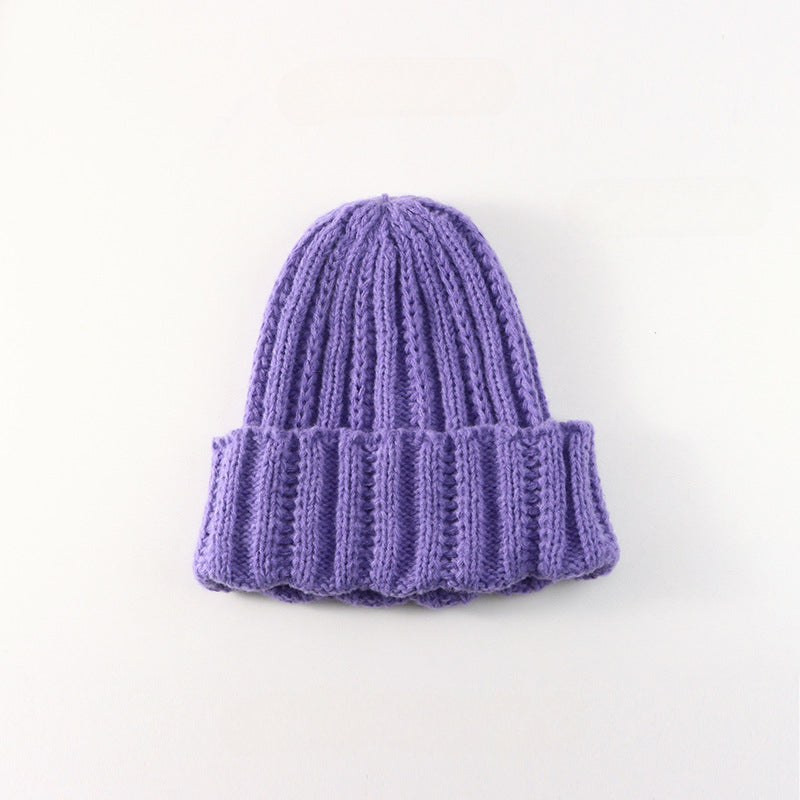 Wholesale 2023 Autumn and Winter Solid Color Knitted Hat Thick Thread Acrylic Wool Hat