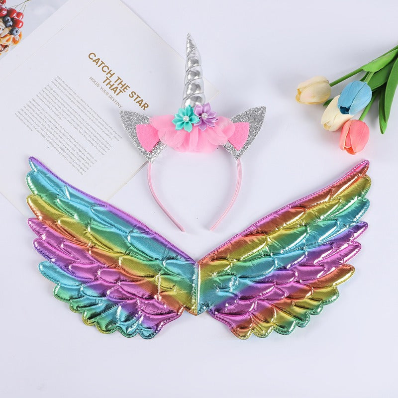 Wholesale Angel Wings Girls Unicorn Holiday Party Props Princess Dress Party Headband