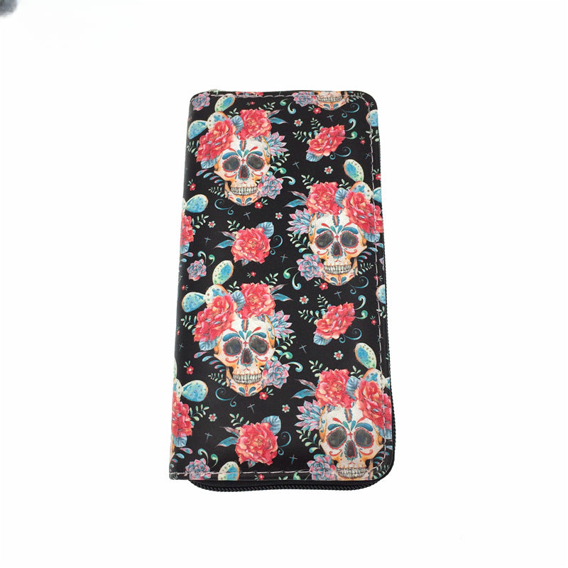 Calavera de halloween al por mayor de viento mexicano PU billetera