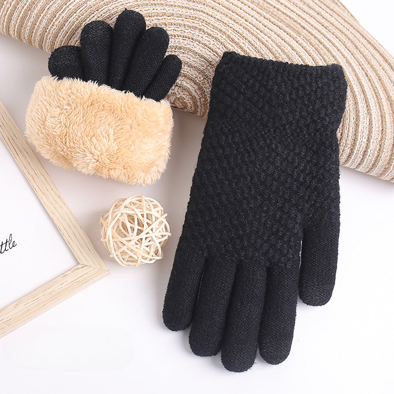 Wholesale New Winter Style Cold-proof Touch Screen Plus Fleece Knitted Gloves