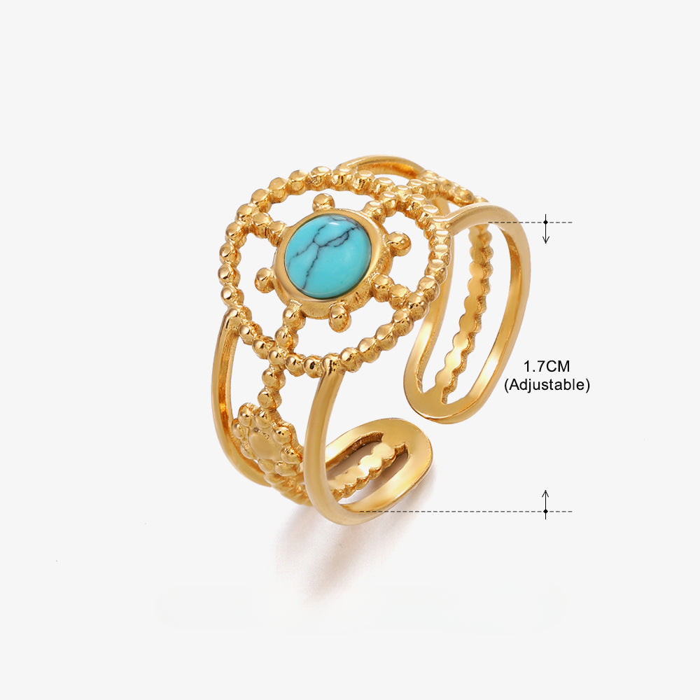 Wholesale Titanium Steel Turquoise Ring