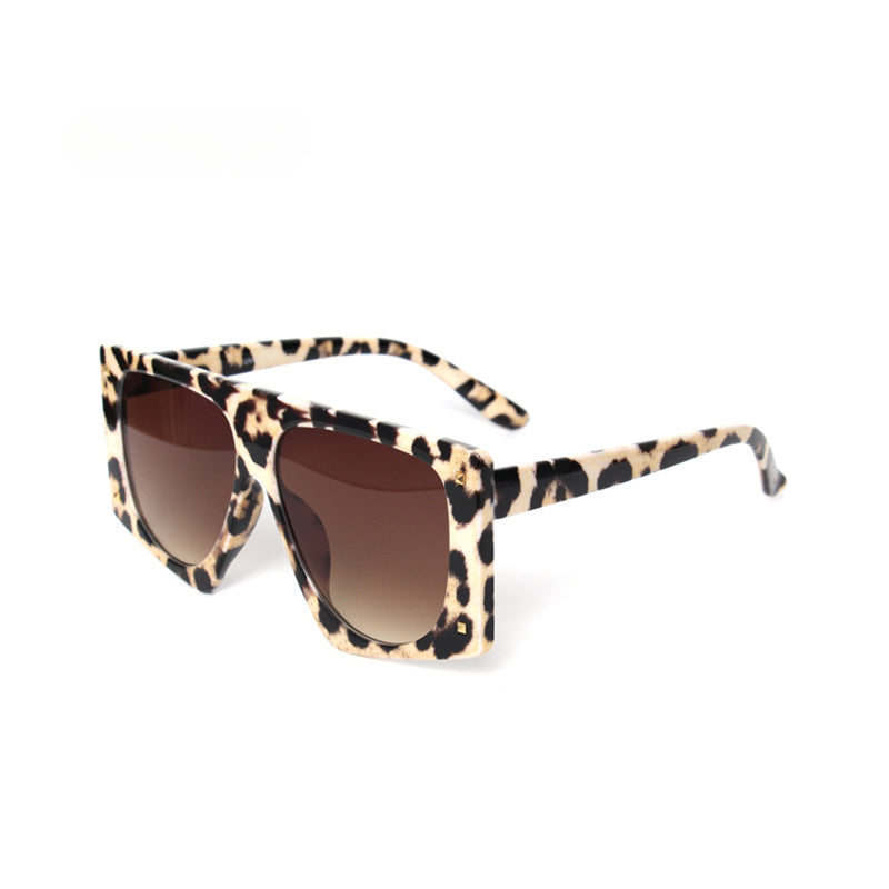 Wholesale Square Frame Leopard Print Large Frame PC Sunglasses