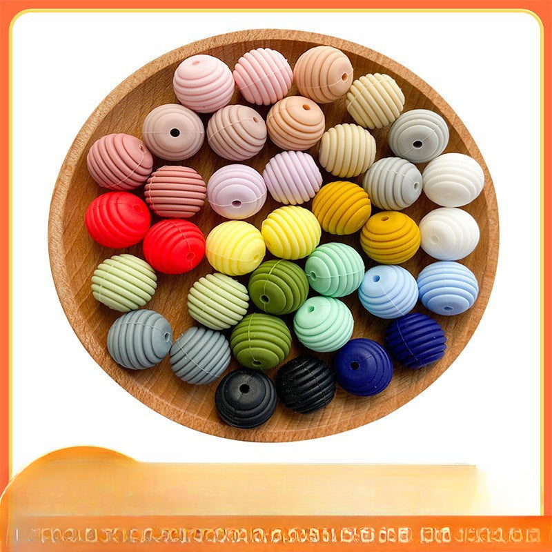 Wholesale 50PCS Silicone Thread Beads Silicone Beads Honeycomb Beads DIY Loose Beads
