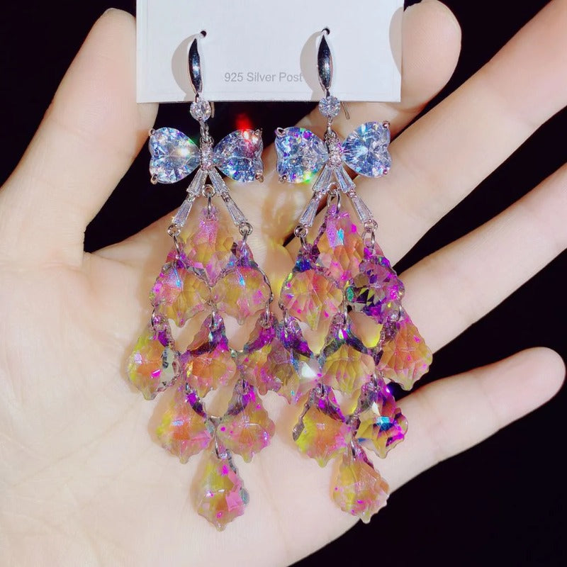 Wholesale Crystal All-match Heart Long Earrings
