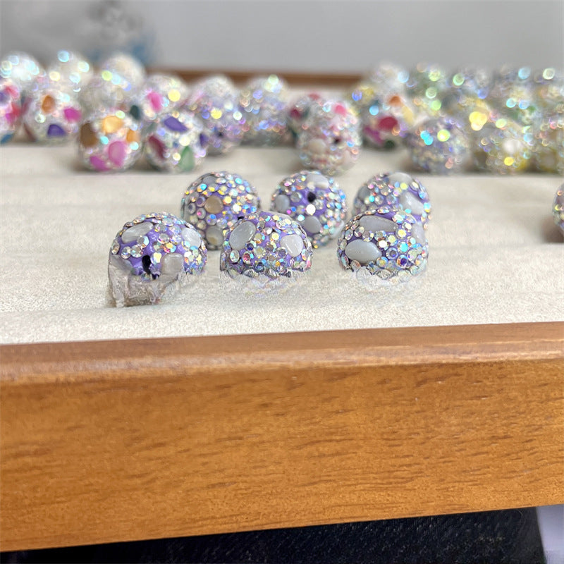 Wholesale Colored Natural Shell Ceramic Mud Diamond Ball Full Diamond 16mm Ball