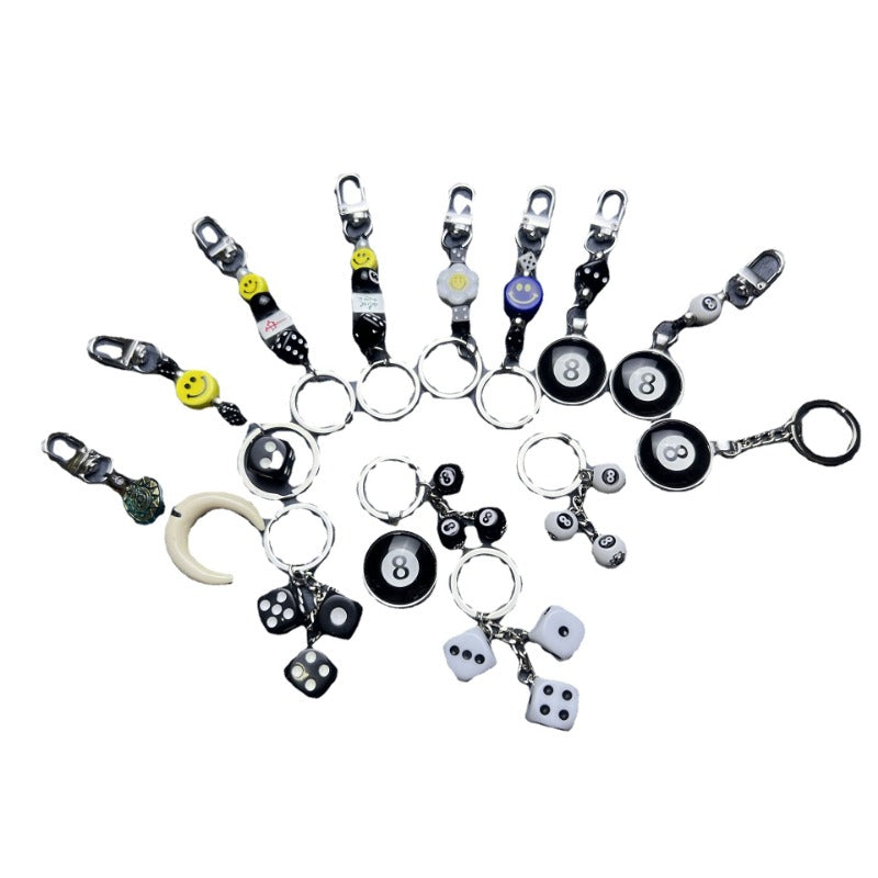 Wholesale Smiley Face Dice Number Personalized Keychain