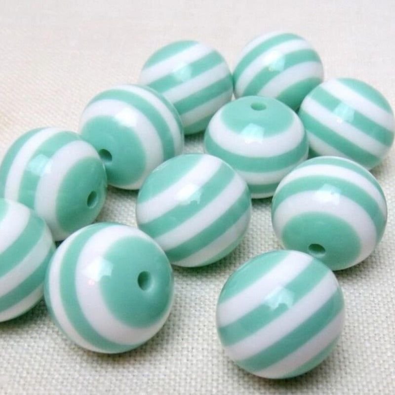 Wholesale 5pcs 20MM Resin Stripe Beads DIY Green Stripe Beads