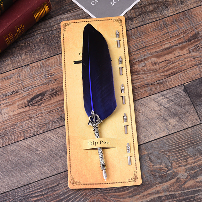 Wholesale Vintage Turkey Feather Dip Pen Teacher's Day Gift