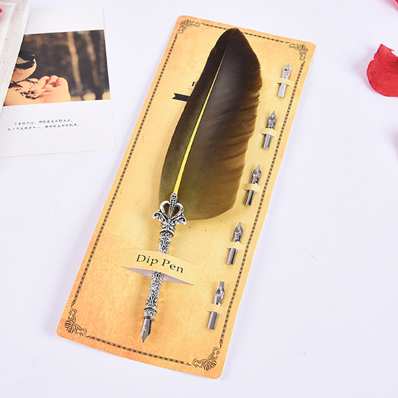 Wholesale Vintage Turkey Feather Dip Pen Teacher's Day Gift