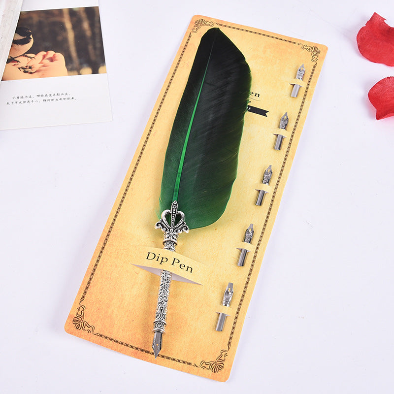 Wholesale Vintage Turkey Feather Dip Pen Teacher's Day Gift