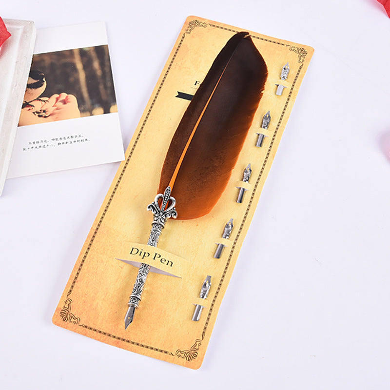 Wholesale Vintage Turkey Feather Dip Pen Teacher's Day Gift