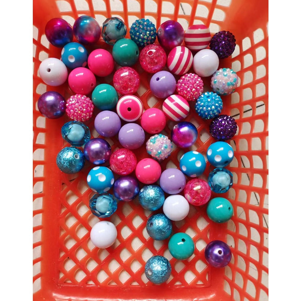 Wholesale 50pcs 20mm Acrylic Blue Series Assorted Mixed Color Beads