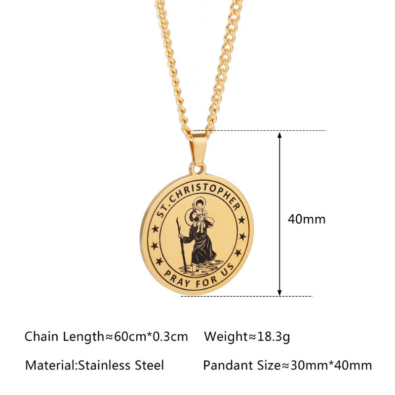 Wholesale St. Christopher Stainless Steel Travel Amulet High-end Niche Necklaces