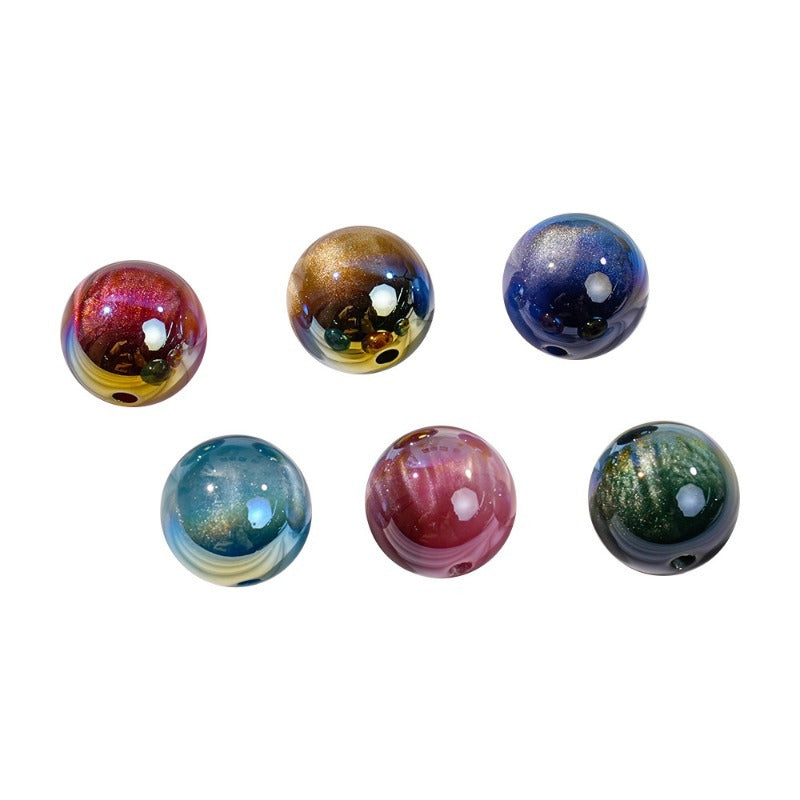 Wholesale 50pcs/1pack Autumn and Winter Versatile Cat Eye Straight Hole Through-hole DIY Resin Beads