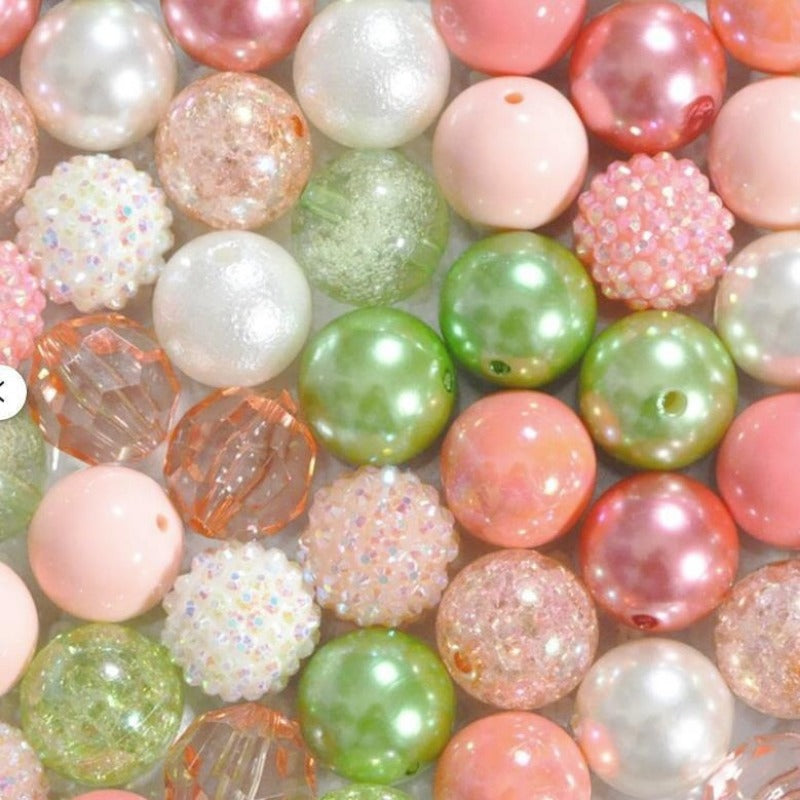Wholesale 50pcs Leather Pink Light Green 20MM Acrylic Large Beads DIY Mixed Color Mixed Style Beaded Loose Beads Combination