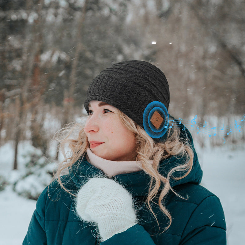 Wholesale Autumn and Winter Knitted Warm Plus Fleece Bluetooth Hat