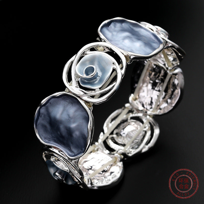 Wholesale Rose Flower Hollow Stitching Alloy Bracelet