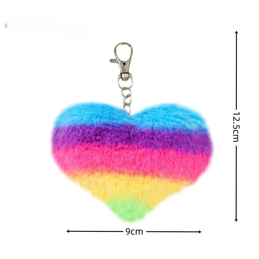 Wholesale Rainbow Heart Plush Keychain