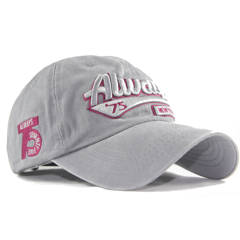 Wholesale Washable Cotton Fabric Coating Material Embroidered Letters Always Baseball Cap