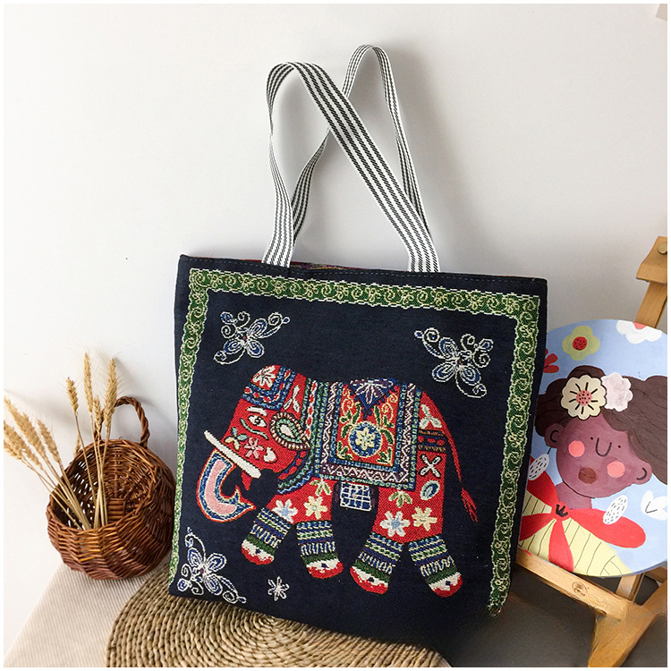 Wholesale Vintage Embroidery Knitted Bag Canvas Bag