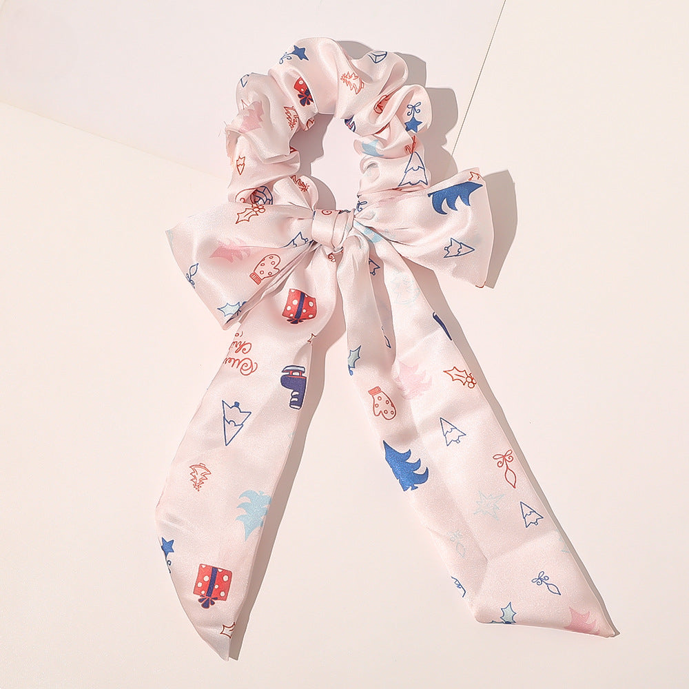 Wholesale Christmas New Bow Ribbon Fabric Hair Tie