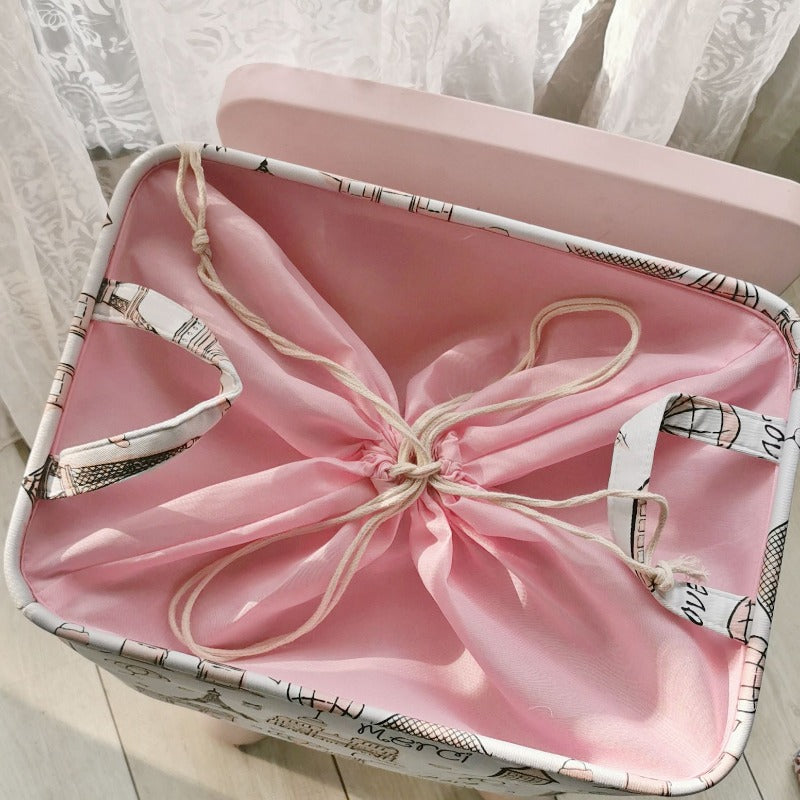 Wholesale Canvas Pink Iron Tower Storage Basket